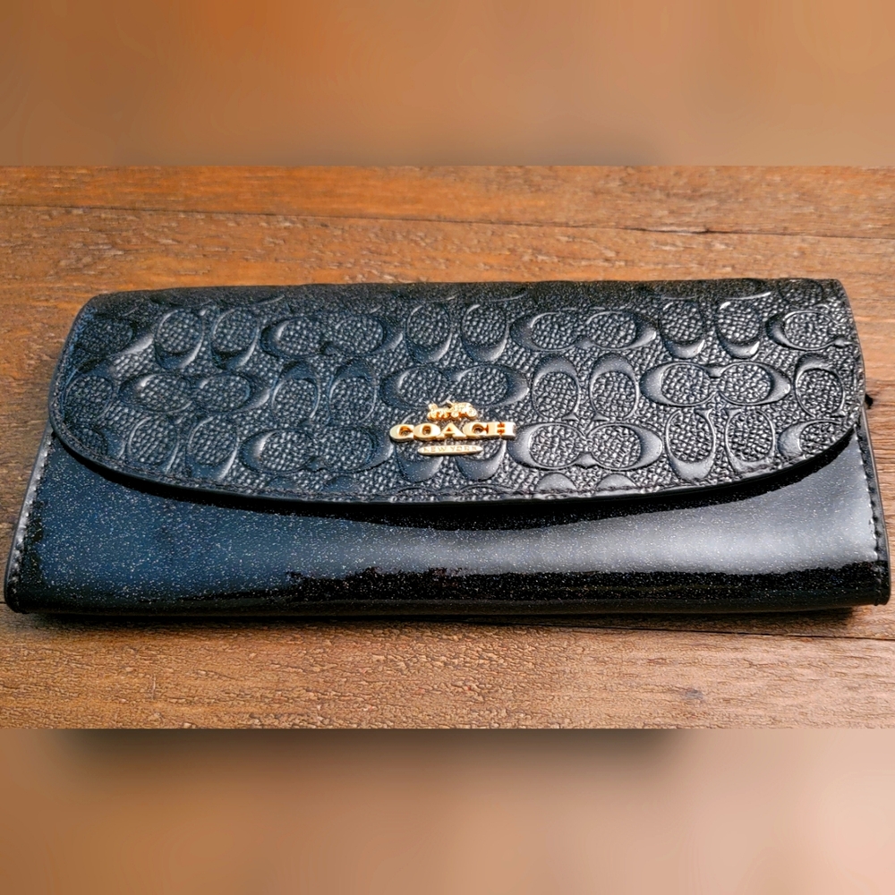 NEW Coach Black Glitter NASA Wallet